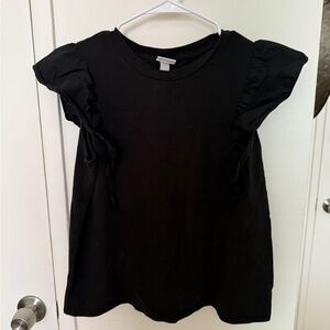 a new day Black Ruffle Sleeve Tee